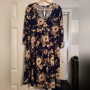 Allison Brittney sz 3x floral dress, 3/4 sleeves